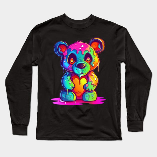 Grunge Teddy Bear Long Sleeve T-Shirt by WyldbyDesign